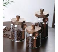 1 pezzo Barattolo di vetro sigillato con legno di sandalo rosso e cucchiaio di legno, contenitore per conservare frutta secca, chicchi di caffè e altri alimenti in casa 1 pz piccolo,1 pz Grande,1 pz M