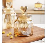 1 Pezzo Barattolo in vetro trasparente da 650 ml/950 ml/1350 ml con coperchio a forma di cuore, barattolo ermetico per miele, limone, sottaceti, spezie, tè, conservazione in cucina L,M,Svetro