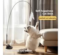 1 pezzo Bastone interattivo con piume e campanellino per gatti, prodotto di ricambio per l'intrattenimento e l'esercizio del gatto, con ventosa, bastone portatile, per mamme di gatti, mamme di cani, a