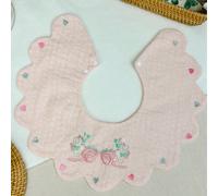 1 Pezzo Bavaglino Per Bimbe Rosa Ricamato Contro La Saliva Tagli UnicaTessuto