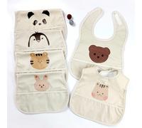 1 pezzo Bavaglino per neonati leggero con stampa animale, impermeabile e anti-perdite, in materiale PU, comodo da indossare per l'alimentazione pinguino#,tigre#,Gatto arrossito#,panda#,Piccolo Conigli