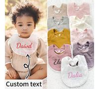 1 pezzo Bavaglino personalizzato per neonati, bavaglino con nome ricamato personalizzato, regalo per neonata, regalo per figlia, regalo ideale per festa di nascità, ritorno a scuola, bavaglini per neo