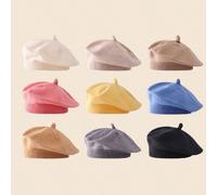 1 pezzo Berretto alla francese a maglia in colori caramellati unisex per bambini, cappellino in lana casual alla moda per bambini, berretto da pittore 0-2Y,2-4 anniColore unicoTessuto