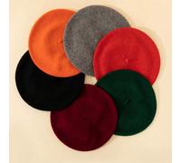 1 pezzo Berretto alla francese lavorato a maglia di moda per donna, autunno/inverno, cappello retrò tinta unita, adatto per uso quotidiano Colore unicoLana