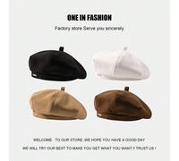 1 pezzo Berretto ottagonale primavera 2026 nuovo per donne, elegante e versatile, stile coreano dolce e carino, cappello casual che snellisce il viso nero,marrone,Cachi,beige,2PCSB,2PCSAPoliestere