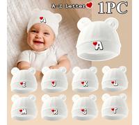 1 pezzo Berretto per neonati in cotone con stampa di 26 lettere d'amore, morbido e caldo, adatto come regalo per le mamme ai loro bambini 0-6MFumettoCotone