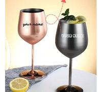 1 pezzo Bicchiere da vino in acciaio inossidabile personalizzato, 400ml con doppio strato isolato a forma di U staccabile, in acciaio inossidabile 304 riutilizzabile per feste, con nome personalizzato