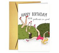 1 pezzo Biglietto d'auguri divertente per il compleanno "Compagni di bevute" con busta - Disegno a cartone animato divertente di amici che godono del vino insieme - Perfetto per riunioni di amici e fa