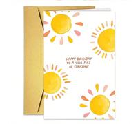 1 pezzo Biglietto d'auguri per compleanno con acquerello e sole (con busta) - "Buon compleanno a un'anima piena di sole" Illustrazione calda, perfetta per amici, famiglia, cari, auguri di compleanno, 