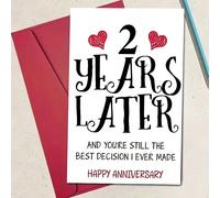 1 pezzo Biglietto di auguri romantico per il 2° anniversario con busta - Messaggio dolce "2 anni dopo", perfetto per lui o per lei, idea regalo creativa per l'anniversario di matrimonio, interno vuoto