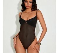 1 pezzo Body in rete con incrocio sulla schiena, colore rosso vino, stile casual da strada per feste e club, romantico e alla moda per le donne, adatto per Natale, Capodanno, San Valentino L,M,S,XSCol