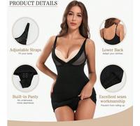 1 pezzo Body modellante da donna con mutanda integrata, apertura inguinale, bottoni, abito a sottoveste snellente, abito aderente, sollevamento glutei, controllo addominale, modellatura vita, spalline