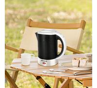 1 pezzo Bollitore d'acqua compatto da 0,6 L, 650W Bollitore piccolo con spegnimento automatico e protezione dal riscaldamento a secco, include 2 tazze e 2 cucchiai, nero, Aigostar