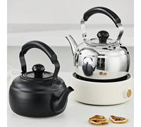 1 pezzo Bollitore per tè, teiera in acciaio inossidabile rinforzato per hotel, teiera per ristorante e uso domestico, teiera classica nera di piccole dimensioni per l'arte del tè, adatta per piano cot