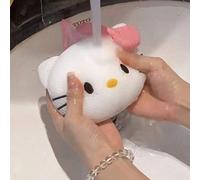 1 pezzo Bomba da bagno Hello Kitty & My Melody, delicato esfoliante, non sbriciolabile, spugna scrub, denso lavaggio schiumoso, pulizia e relax per schiena/corpo, design con fiocco rosso, regalo adatt