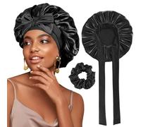 1 pezzo Bonnet Satin Nuit Bonnet en Soie pour Femmes Taille de tête Ajustable pour Cheveux naturels bouclés