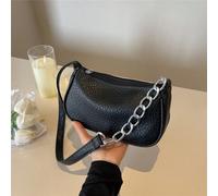 1 pezzo Borsa a spalla in pelle PU nera con grana di lichi, classica, di moda, versatile, adatta per lavoro, shopping, vacanze, pendolarismo, come regalo per le feste Tagli UnicaColoratoPoliuretano