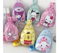 1 pezzo Borsa a tracolla Hello Kitty per bambini, zaino per bambini, marsupio, borsa a mano con stampa cartoni animati monocolore, borsa a spalla per asilo nido per bambini/bambine Cane alla cannella,