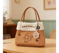 1 pezzo Borsa a tracolla in stile doppio con patchwork in peluche della serie Zootropolis (Nick & Judy), design del personaggio unico incontra il morbido peluche, adatto a varie preferenze di stile pe