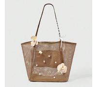 1 pezzo Borsa a tracolla in stile retrò con elementi decorativi di oceano, farfalla, orchidea e giglio, grande capacità, adatta per l estate, accessori necessitano di montaggio fai-da-te Tagli UnicaGe