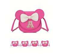 1 pezzo Borsa a tracolla per bambini con lettera da A a Z, borsa per ragazze a forma di cartone animato carina, borsa con motivo a fiocco rosa, adatta come regalo b,A,d,F,E,c,G,H,I,J,K,O,P,Q,R,S,T,U,W