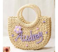 1 pezzo Borsa a tracolla personalizzata con lettera in paglia | Borsa da spiaggia per damigelle | Borsa tote come regalo per addio al nubilato | Cesto regalo per damigelle, per il ritorno a scuola, re