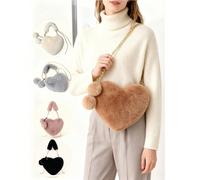 1 pezzo Borsa alla moda e casual per l'autunno e l'inverno. Questa borsa a forma di cuore di colore unito presenta una catena in metallo e una pelle leggera per un uso versatile. È perfetta per il lav