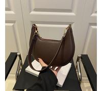 1 pezzo Borsa ascellare a forma di guscio rigido in PU, colore unito, con cerniera a mezzaluna, borsa a spalla vintage alla moda, adatta per signore in ufficio, versatile, regalo per vacanze, pendolar