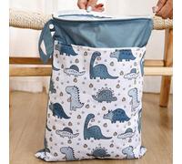 1 Pezzo Borsa bagnata riutilizzabile e impermeabile per pannolini in tessuto e pezzi di tiralatte, con due tasche con cerniera e manico, adatta per spiaggia, piscina, palestra, passeggino, yoga, acces