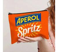 1 pezzo Borsa cosmetica Aperol Spritz - Borsa trucco con logo e marchio Aperol Spritz, organizer da viaggio in poliestere morbido con cerniera, design dell'aperitivo italiano, essenziale per le vacanz