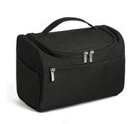 1 pezzo Borsa cosmetica/da toeletta in tessuto Oxford impermeabile di grande capacità, dimensioni 25*17*13 cm, con manico e gancio, design leggero e conveniente con doppia cerniera, borsa per il trucc