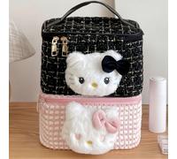 1 pezzo Borsa cosmetica Sanrio Hello Kitty, borsa per il lavaggio, borsa da viaggio, borsa divisoria per palestra, porta pillole, regalo di Natale per migliori amici rosa,neroPoliestere