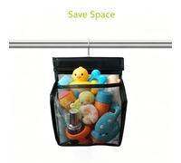 1 pezzo Borsa da appendere in rete nera per il bagno, organizer per giocattoli per bambini, portaoggetti da doccia, porta accessori da bagno con grande capacità da montare sulla porta Tagli UnicaAnima