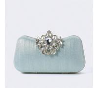 1 pezzo Borsa da sera elegante con glitter verde menta e strass di lusso, pochette con chiusura a strass alla moda, adatta per cene formali, feste, matrimoni, regalo ideale per le donne Colore unico,P