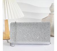 1 pezzo Borsa da sera in argento lucida e lussuosa con diamanti caldi, pochette da sera, borsa da pranzo, borsa da matrimonio, leggera, perfetta per Rookies & White-Collar Workers in ufficio, universi