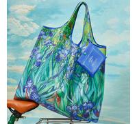 1 pezzo Borsa da shopping pieghevole in poliestere con stampa di Iris, borsa a tracolla, borsa da spiaggia, con una piccola borsa per il trasporto con catena di perline da appendere alla borsa, Van Go
