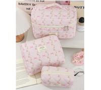 1 pezzo Borsa da trucco stile borsetta con fiocco e grande capacità, organizer multifunzionale per cosmetici, borsa da toilette, elementi essenziali da viaggio, regalo per donne, madri, figlie, estate