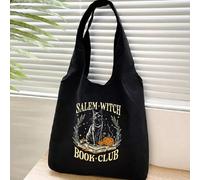 1 pezzo Borsa di lino stampata per Ognissanti, Portamonete di lino, Borsa shopping a blocchi, Regalo di ringraziamento per insegnanti, Borsa grande in lino da donna con alta capacità. Disponibili vari
