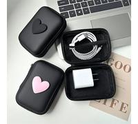 1 pezzo Borsa di stoccaggio in EVA a forma di cuore, borsa per auricolari, borsa con cerniera per monete, forniture scolastiche, accessori scolastici, articoli essenziali per il ritorno a scuola, univ