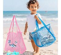 1 pezzo Borsa in rete per raccogliere conchiglie in spiaggia, con cerniera e cinghia regolabile, borsa da spiaggia carina adatta per raccogliere conchiglie, giocattoli da spiaggia e accessori per il n