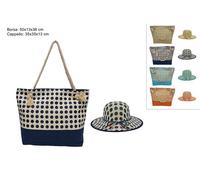 1 Pezzo Borsa Mare e Cappello Abbinato Pois 50 x 13 x 36 cm 4 Colori