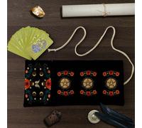 1 pezzo Borsa per carte dei tarocchi a forma di pentagramma, con elementi decorativi come farfalle, fiori e luna, borsa portaoggetti adatta per strumenti divinatori e decorazione, indicata per princip