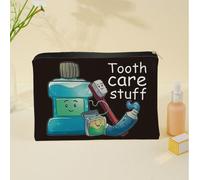 1 pezzo Borsa/Pochette in tela a tema cure dentali divertente ed educativa per giovani - "Forniture per la cura dei denti" Borsa in tessuto adatta per spazzolino da denti, dentifricio ecc. - Design di