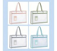 1 pezzo Borsa portablocco pieghevole a doppio strato, borsa portadocumenti impermeabile trasparente in EVA, borsa con cerniera per libri e documenti speciali, adatta per uso in classe, articoli scolas