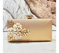 1 pezzo Borsa/Portafoglio da donna di lusso per matrimonio e feste, Clutch con fiore di perle, Elegante borsa da banchetto da cerimonia con cristalli e strass, Adatta per occasioni formali come banche