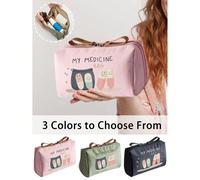 1 pezzo Borsa portatile per medicinali, Scatola compatta per pillole e kit di pronto soccorso, Pochette per trucco a tema stampata con "La mia borsa per medicinali" e motivo a pillole, Pratica per i v