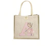 1 Pezzo Borsa Stampata Lettera Floreale Rosa Sacchetto Regalo Vacanza Borsa Di Stoccaggio Borsa Della Spesa Multi-funzione Leggera Viaggi Giornalieri Vacanza Esterna Supermercato Vacanza Classica Colo