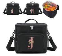 1 pezzo Borsa termica a tracolla per il pranzo, grande capacità, impermeabile, borse termiche per uomo, studente, con tasche laterali, borsa a tracolla, borsa a spalla, motivo con lettera iniziale da 