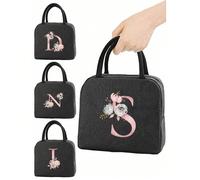 1 pezzo Borsa termica per il pranzo con stampa lettere da A a Z, borse termiche per donne e studenti, borsa termica per il lavoro, borsa termica isolata per donne, borsa frigo per picnic, borsa con in