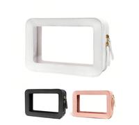 1 pezzo Borsa trucco media trasparente rosa, bianca, nera, impermeabile, adatta per cosmetici, rossetti ecc., borsa trucco da donna, pochette di piccole dimensioni, borsa trucco da viaggio, porta penn
